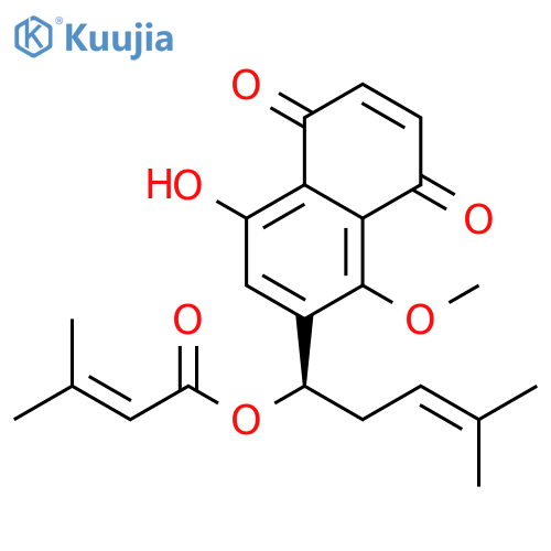 2-Butenoic acid,3-methyl-,(1R)-1-(5,8-dihydro-4-hydroxy-1-methoxy-5,8-dioxo-2-naphthalenyl)-4-methyl-3-penten-1-ylester structure