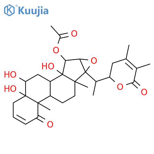 Ergosta-2,24-dien-26-oicacid, 15-(acetyloxy)-16,17-epoxy-5,6,14,22-tetrahydroxy-1-oxo-, d-lactone, (5a,6b,14b,15a,16b,17a,22R)- structure
