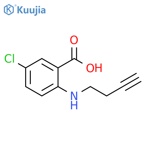 2-(but-3-yn-1-yl)amino-5-chlorobenzoic acid structure