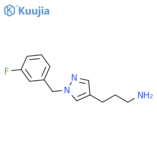 3-{1-[(3-fluorophenyl)methyl]-1H-pyrazol-4-yl}propan-1-amine structure