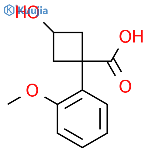(1S,3s)-3-hydroxy-1-(2-methoxyphenyl)cyclobutane-1-carboxylic acid structure