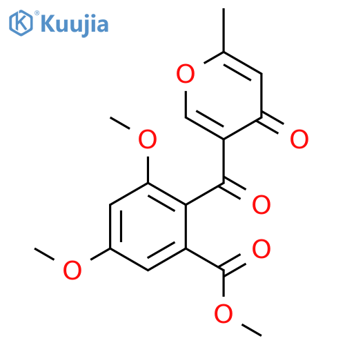 Benzoic acid,3,5-dimethoxy-2-[(6-methyl-4-oxo-4H-pyran-3-yl)carbonyl]-, methyl ester structure