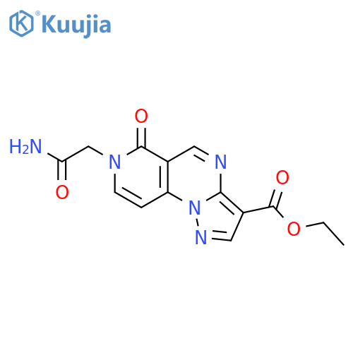 Pyrazolo[1,5-a]pyrido[3,4-e]pyrimidine-3-carboxylicacid, 7-(2-amino-2-oxoethyl)-6,7-dihydro-6-oxo-, ethyl ester structure