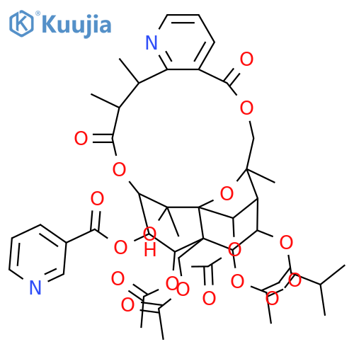 3-Pyridinecarboxylicacid,(8R,9R,10R,11S,12R,13R,14R,15S,18S,19S,20S,21S,22R)-10,13,21-tris(acetyloxy)-12-[(acetyloxy)methyl]-5,7,8,9,10,12,13,14,15,17,18,19-dodecahydro-20-hydroxy-8,18,19,20-tetramethyl-22-(2-methyl-1-oxopropoxy)-8,11-epoxy-9,12-ethano-11,15-methano-11H-[1,8]dioxacycloheptadecino[4,3-b]pyridin-14-ylester (9CI) structure