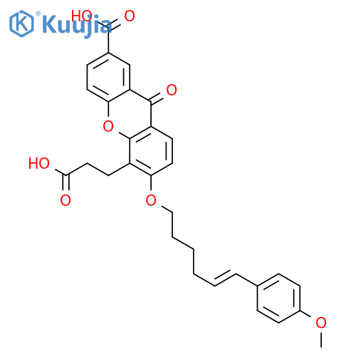 9H-Xanthene-4-propanoicacid, 7-carboxy-3-[[(5E)-6-(4-methoxyphenyl)-5-hexen-1-yl]oxy]-9-oxo- structure
