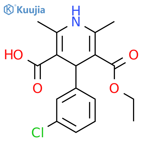 4-(3-Chlorophenyl)-5-(ethoxycarbonyl)-2,6-dimethyl-1,4-dihydropyridine-3-carboxylic acid structure