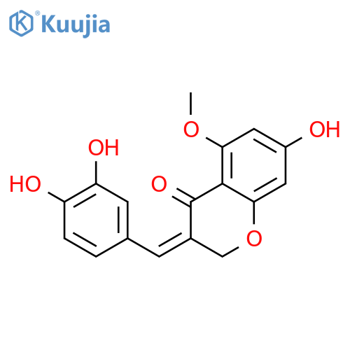 (E)-3-(3,4-dihydroxybenzylidene)-7-hydroxy-5-methoxychroman-4-one structure
