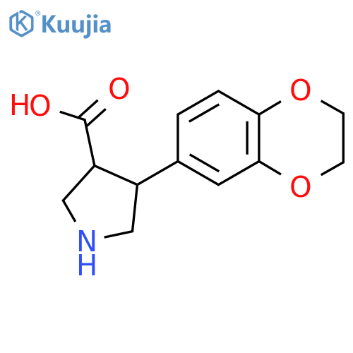 4-(2,3-dihydro-1,4-benzodioxin-6-yl)pyrrolidine-3-carboxylic acid structure
