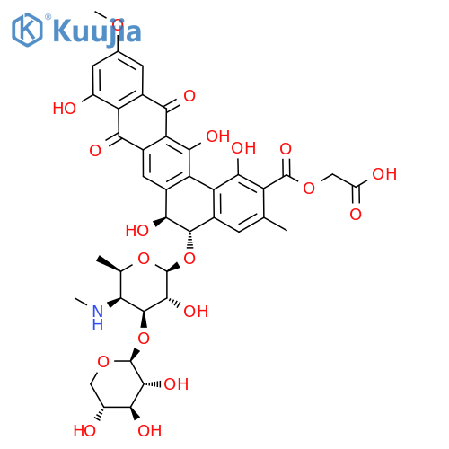 2-[(5S,6S)-1,6,9,14-Tetrahydroxy-5-[(2S,3R,4S,5S,6R)-3-hydroxy-6-methyl-5-(methylamino)-4-[(2S,3R,4S,5R)-3,4,5-trihydroxyoxan-2-yl]oxyoxan-2-yl]oxy-11-methoxy-3-methyl-8,13-dioxo-5,6-dihydrobenzo[a]tetracene-2-carbonyl]oxyacetic acid structure