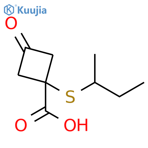 1-(butan-2-ylsulfanyl)-3-oxocyclobutane-1-carboxylic acid structure