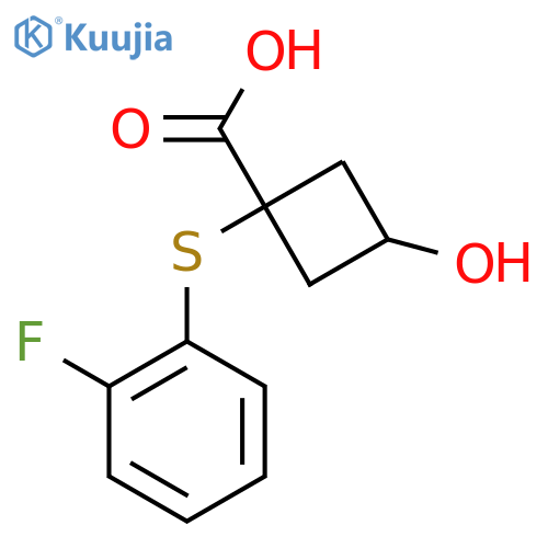 1-[(2-Fluorophenyl)sulfanyl]-3-hydroxycyclobutane-1-carboxylic acid structure
