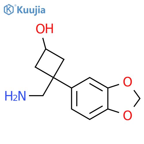 3-(aminomethyl)-3-(1,3-dioxaindan-5-yl)cyclobutan-1-ol structure