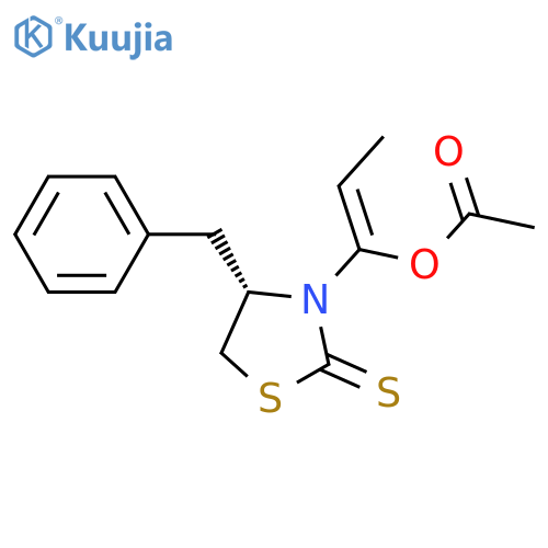 2-Thiazolidinethione, 3-[(1Z)-1-(acetyloxy)-1-propen-1-yl]-4-(phenylmethyl)-, (4S)- structure
