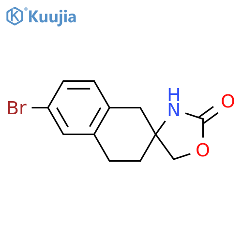 6-bromo-3,4-dihydro-1H-spironaphthalene-2,3'-1,4oxazolidine-5'-one structure