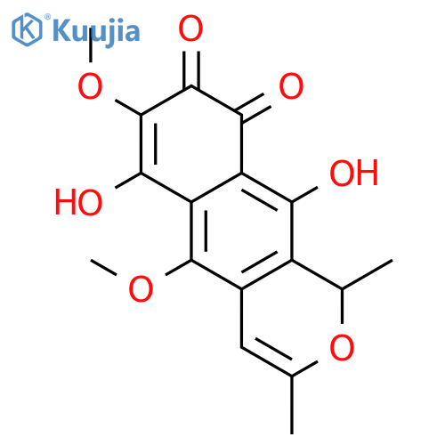 1H-Naphtho[2,3-c]pyran-6,9-dione,8,10-dihydroxy-5,7-dimethoxy-1,3-dimethyl- structure