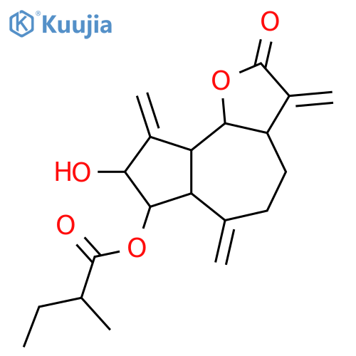 Butanoic acid,2-methyl-,dodecahydro-8-hydroxy-3,6,9-tris(methylene)-2-oxoazuleno[4,5-b]furan-7-yl ester(9CI) structure