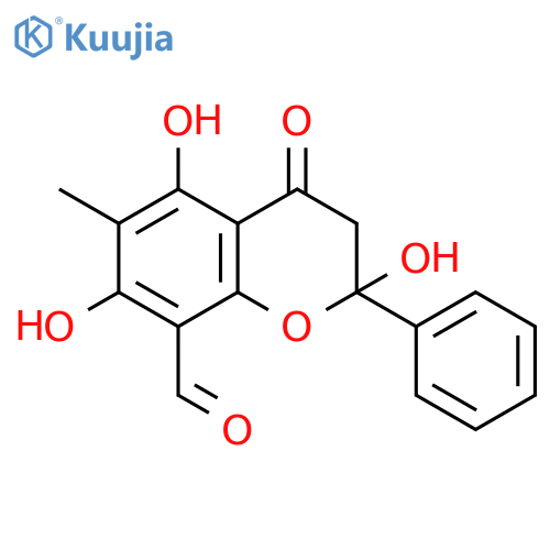 2H-1-Benzopyran-8-carboxaldehyde,3,4-dihydro-2,5,7-trihydroxy-6-methyl-4-oxo-2-phenyl- structure