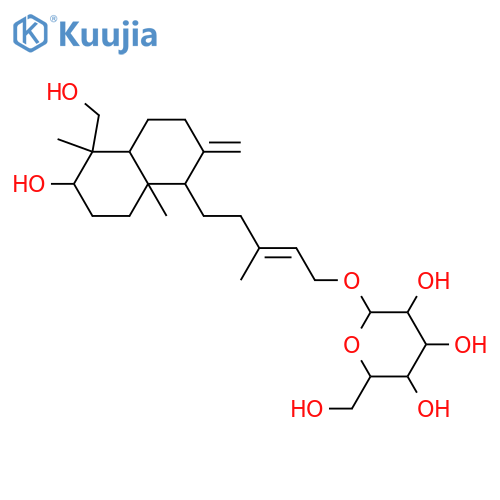 β-D-Glucopyranoside, (2E)-5-[(1S,4aR,5S,6S,8aR)-decahydro-6-hydroxy-5-(hydroxymethyl)-5,8a-dimethyl-2-methylene-1-naphthalenyl]-3-methyl-2-pentenyl (9CI) structure
