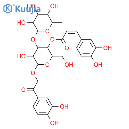 Ethanone,2-[[3-O-(6-deoxy-a-L-mannopyranosyl)-4-O-[(2E)-3-(3,4-dihydroxyphenyl)-1-oxo-2-propenyl]-b-D-glucopyranosyl]oxy]-1-(3,4-dihydroxyphenyl)-(9CI) structure