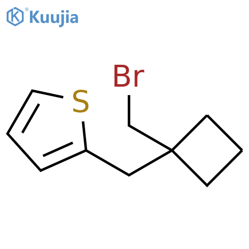 Thiophene, 2-[[1-(bromomethyl)cyclobutyl]methyl]- structure