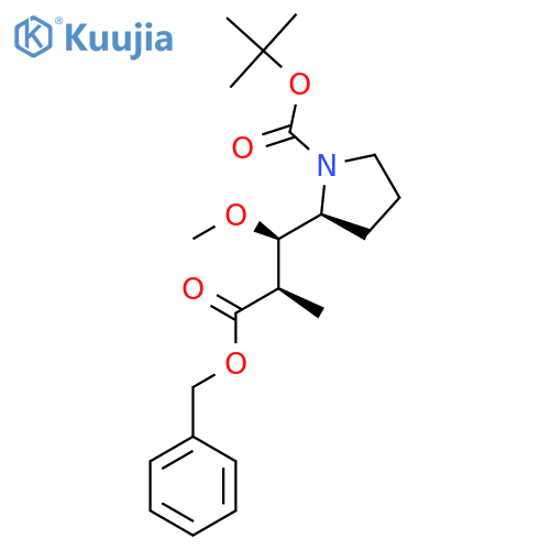 tert-butyl (2S)-2-[(1R,2R)-3-(benzyloxy)-1-methoxy-2-methyl-3-oxopropyl]pyrrolidine-1-carboxylate structure
