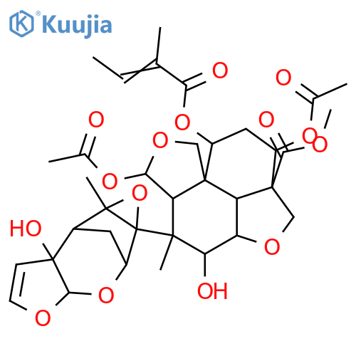 3H,4H,7H-Furo[2',3',4':4,5]naphth[1,8a-d]oxireno[b]pyran-6a(1aH)-carboxylicacid,6-(acetyloxy)octahydro-9-hydroxy-10,10b-dimethyl-4-[(2-methyl-1-oxo-2-butenyl)oxy]-10-(3a,6a,7,7a-tetrahydro-6a-hydroxy-7a-methyl-2,7-methanofuro[2,3-b]oxireno[e]oxepin-1a(2H)-yl)-,methyl ester (9CI) structure
