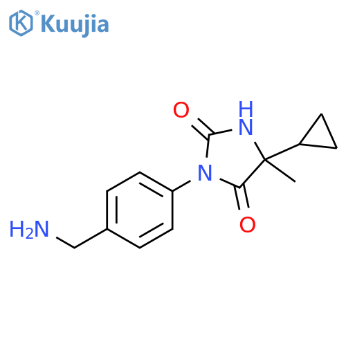 3-4-(aminomethyl)phenyl-5-cyclopropyl-5-methylimidazolidine-2,4-dione structure
