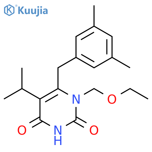 2,4(1H,3H)-Pyrimidinedione, 6-[(3,5-dimethylphenyl)methyl]-1-(ethoxymethyl)-5-(1-methylethyl)- structure