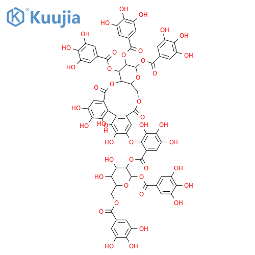 β-D-Glucopyranose, 1,6-bis(3,4,5-trihydroxybenzoate), 2-ester with β-D-glucopyranose cyclic 4→2':6→2-[(1S)-4-(6-carboxy-2,3,4-trihydroxyphenoxy)-4',5,5',6,6'-pentahydroxy[1,1'-biphenyl]-2,2'-dicarboxylate] 1,2,3-tris(3,4,5-trihydroxybenzoate) (9CI) structure