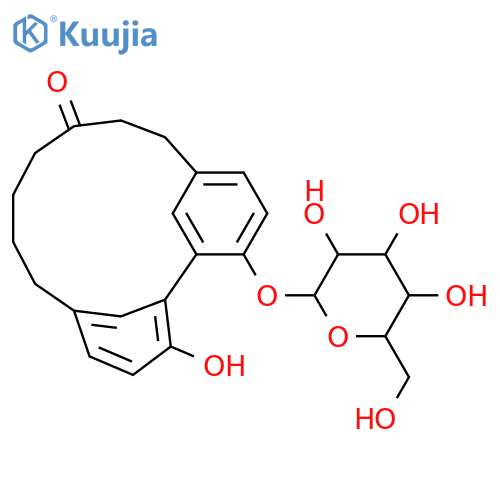 Tricyclo[12.3.1.12,6]nonadeca-1(18),2,4,6(19),14,16-hexaen-9-one,3-(b-D-glucopyranosyloxy)-17-hydroxy- structure