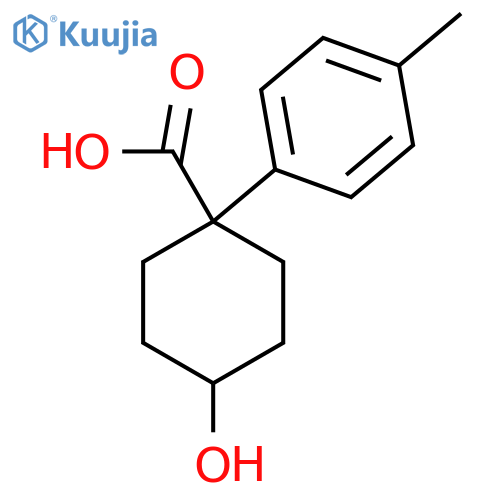 4-hydroxy-1-(4-methylphenyl)cyclohexane-1-carboxylic acid structure