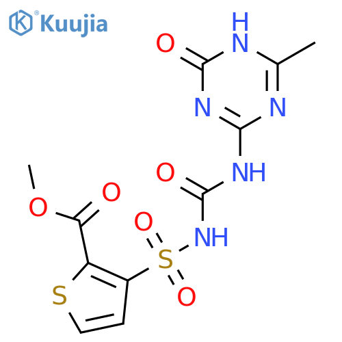 Methyl 3-(N-((4-methyl-6-oxo-1,6-dihydro-1,3,5-triazin-2-yl)carbamoyl)sulfamoyl)thiophene-2-carboxylate structure
