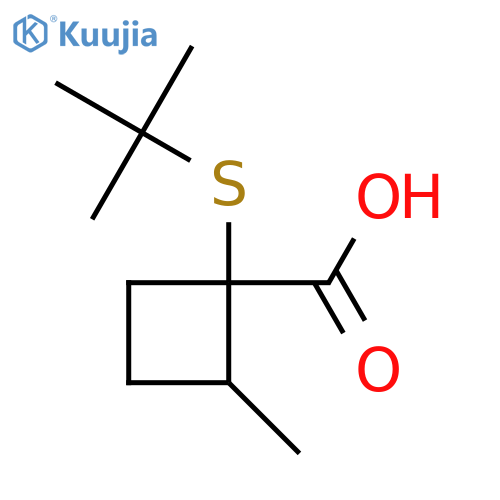 1-(tert-Butylsulfanyl)-2-methylcyclobutane-1-carboxylic acid structure