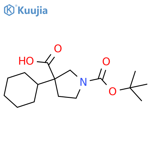 1-(tert-butoxy)carbonyl-3-cyclohexylpyrrolidine-3-carboxylic acid structure