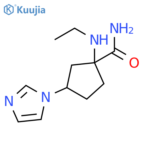 1-(ethylamino)-3-(1H-imidazol-1-yl)cyclopentane-1-carboxamide structure
