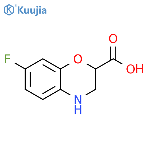 7-fluoro-3,4-dihydro-2H-1,4-benzoxazine-2-carboxylic acid structure