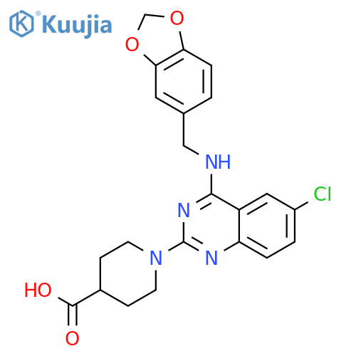 1-(4-{(1,3-dioxaindan-5-yl)methylamino}-6-chloroquinazolin-2-yl)piperidine-4-carboxylic acid structure