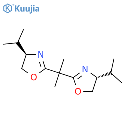 (4R)-4-isopropyl-2-[1-[(4R)-4-isopropyl-4,5-dihydrooxazol-2-yl]-1-methyl-ethyl]-4,5-dihydrooxazole structure