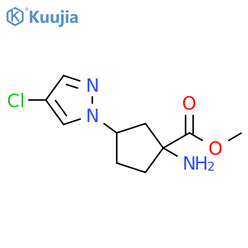 methyl 1-amino-3-(4-chloro-1H-pyrazol-1-yl)cyclopentane-1-carboxylate structure