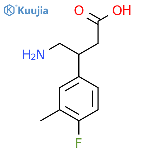 4-amino-3-(4-fluoro-3-methylphenyl)butanoic acid structure