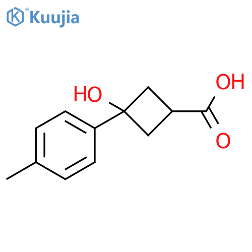 3-hydroxy-3-(p-tolyl)cyclobutane-1-carboxylic acid structure