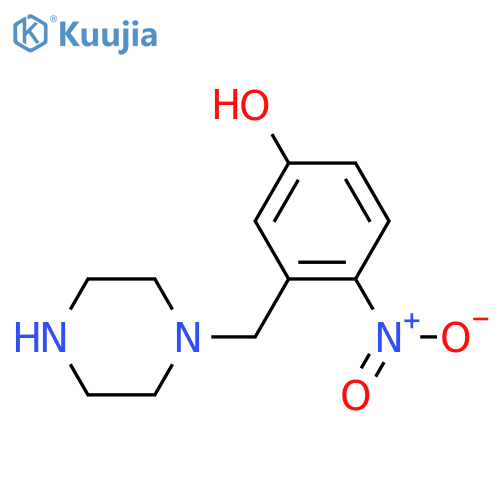 4-nitro-3-(piperazin-1-yl)methylphenol structure