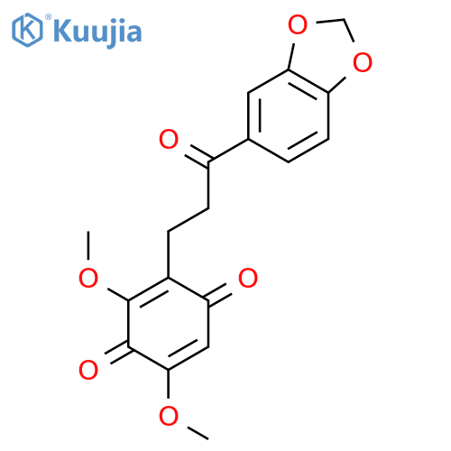 2-[3-(benzo[d][1,3]dioxol-5-yl)-3-oxopropyl]-3,5-dimethoxycyclohexa-2,5-diene-1,4-dione structure