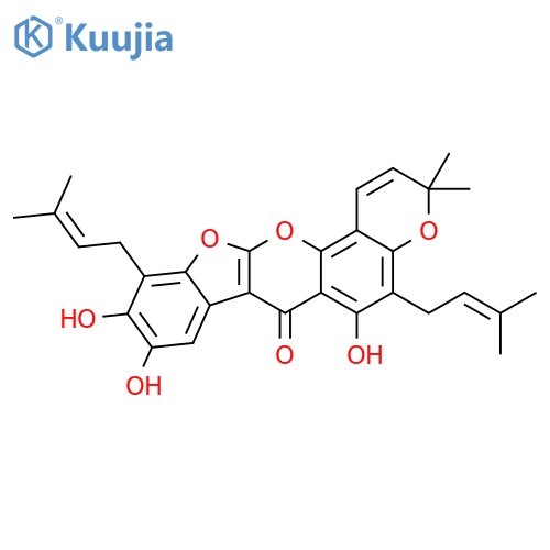 3H,7H-Benzofuro[2,3-b]pyrano[2,3-h][1]benzopyran-7-one,6,9,10-trihydroxy-3,3-dimethyl-5,11-bis(3-methyl-2-buten-1-yl)- structure