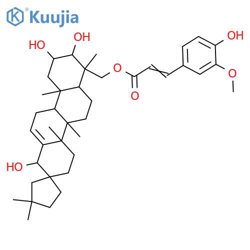 19(18→17)-Abeo-28-nor-12-oleanene-2,3,18,23-tetrol; (2α,3β,18β)-form, 23-O-(4-Hydroxy-3-methoxy-E-cinnamoyl) structure