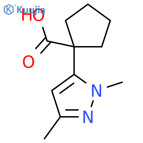 1-(1,3-dimethyl-1H-pyrazol-5-yl)cyclopentane-1-carboxylic acid structure