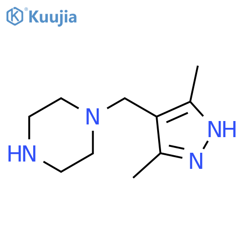 1-((3,5-dimethyl-1H-pyrazol-4-yl)methyl)piperazine structure
