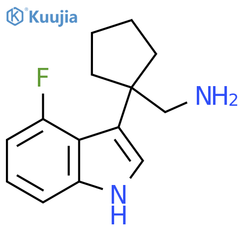 1-(4-fluoro-1H-indol-3-yl)cyclopentylmethanamine structure