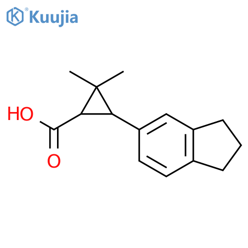3-(2,3-dihydro-1H-inden-5-yl)-2,2-dimethylcyclopropane-1-carboxylic acid structure
