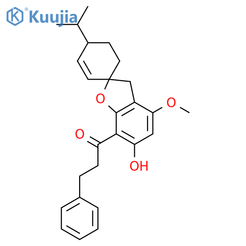 1-Propanone,1-[(1'R,4'S)-6-hydroxy-4-methoxy-4'-(1-methylethyl)spiro[benzofuran-2(3H),1'-[2]cyclohexen]-7-yl]-3-phenyl-,rel-(-)- structure